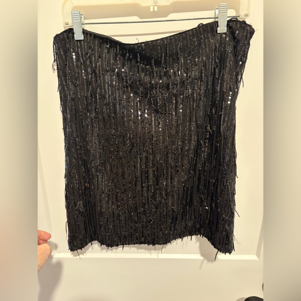 LOFT Black Sequin Mini Skirt